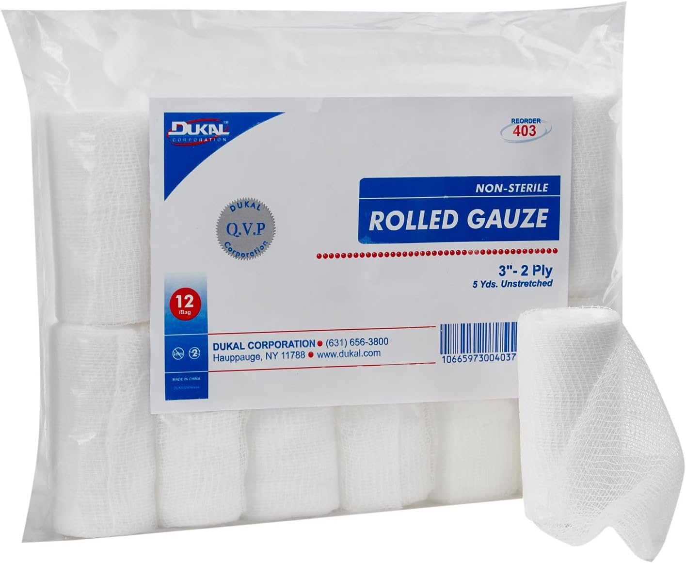 Conforming Bandage Dukal 3 Inch X 5 Yard 2-Ply NonSterile 12 per Pack, Packaging Type- Case