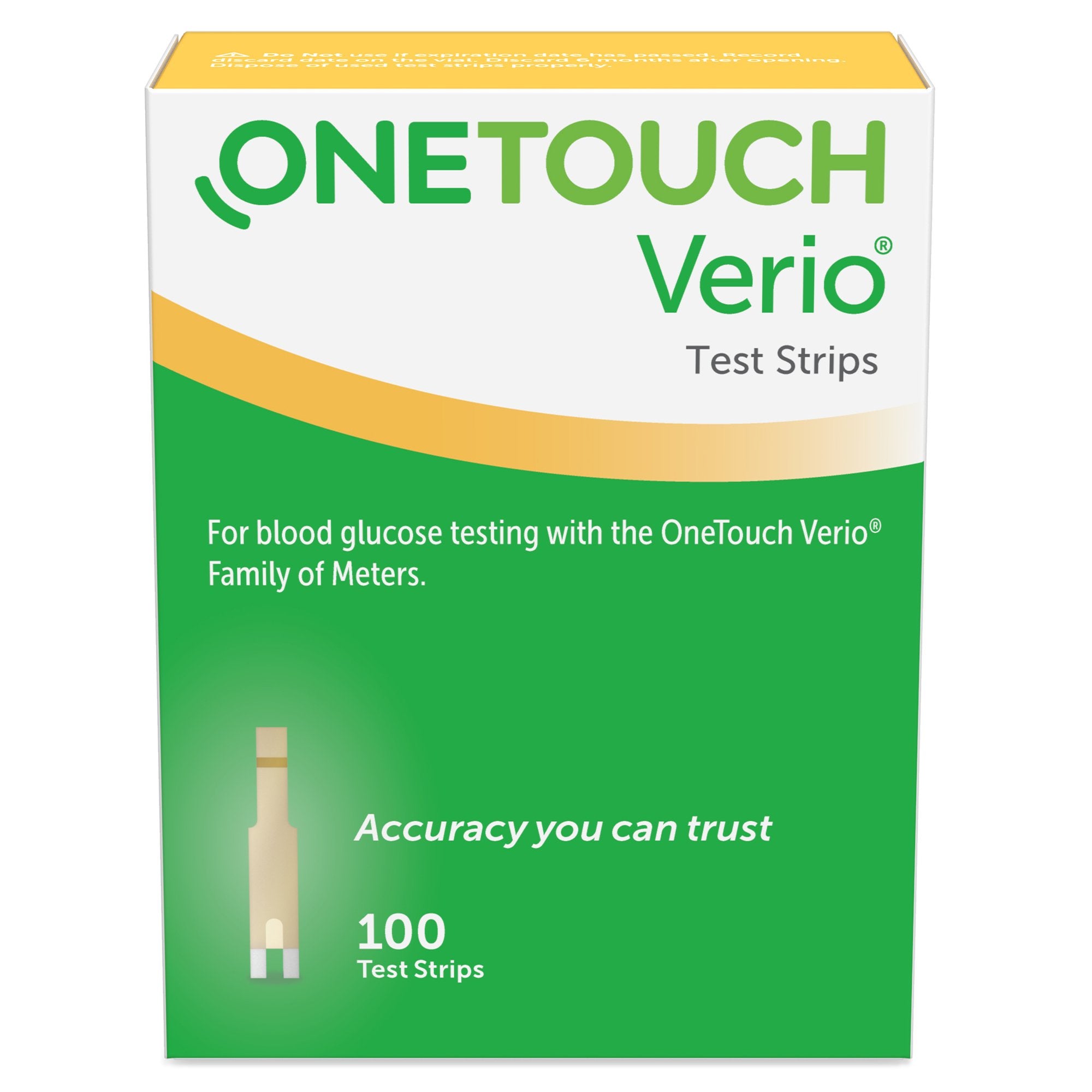 Blood Glucose Test Strips OneTouch Verio 100 Strips per Pack