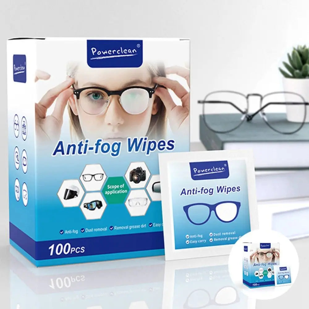 100Pcs/Box Glasses Cleaner Wet Wipe Disposable anti Fog Misting Dust Remover Cleaning Lens Wipes Sunglasses Phone Screen