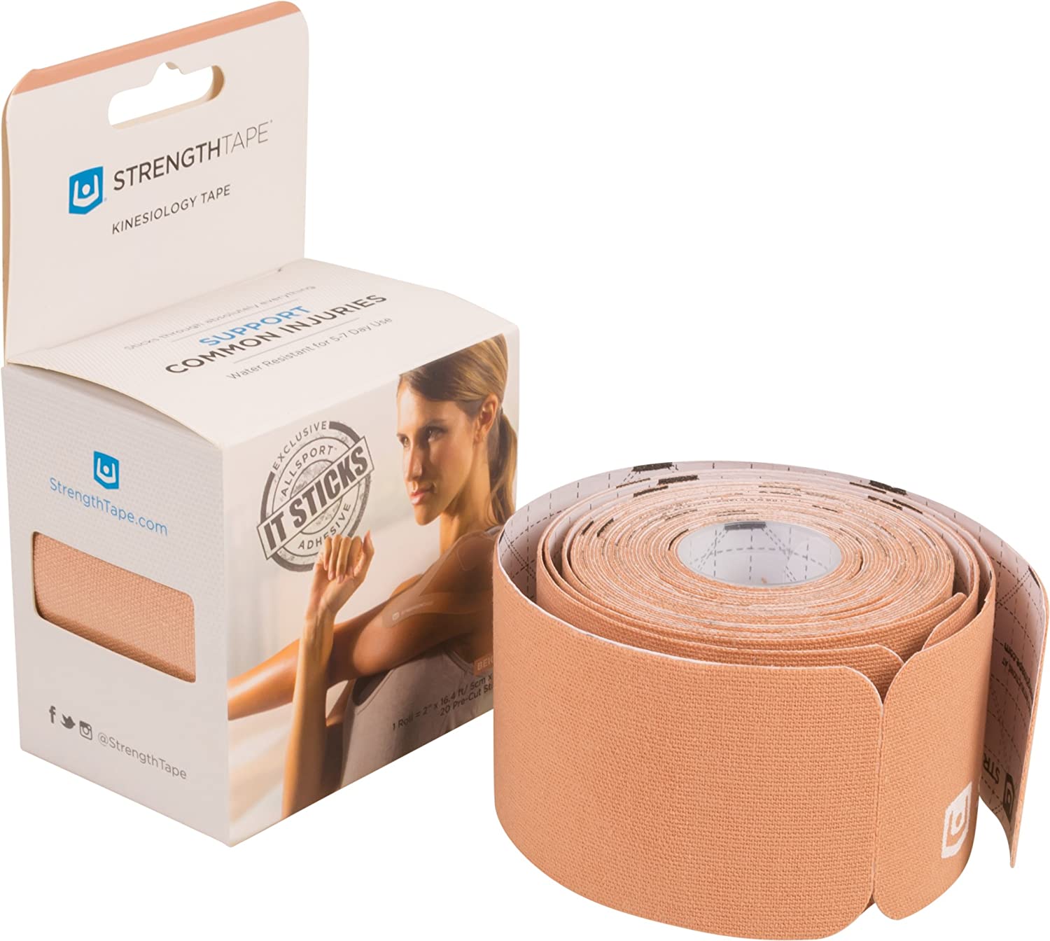 StrengthTape Kinesiology Tape, 5M, Beige 5M Precut Roll