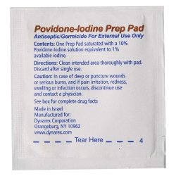 PVP Prep Pad Dynarex® 10% Strength Povidone-Iodine Individual Packet Medium NonSterile