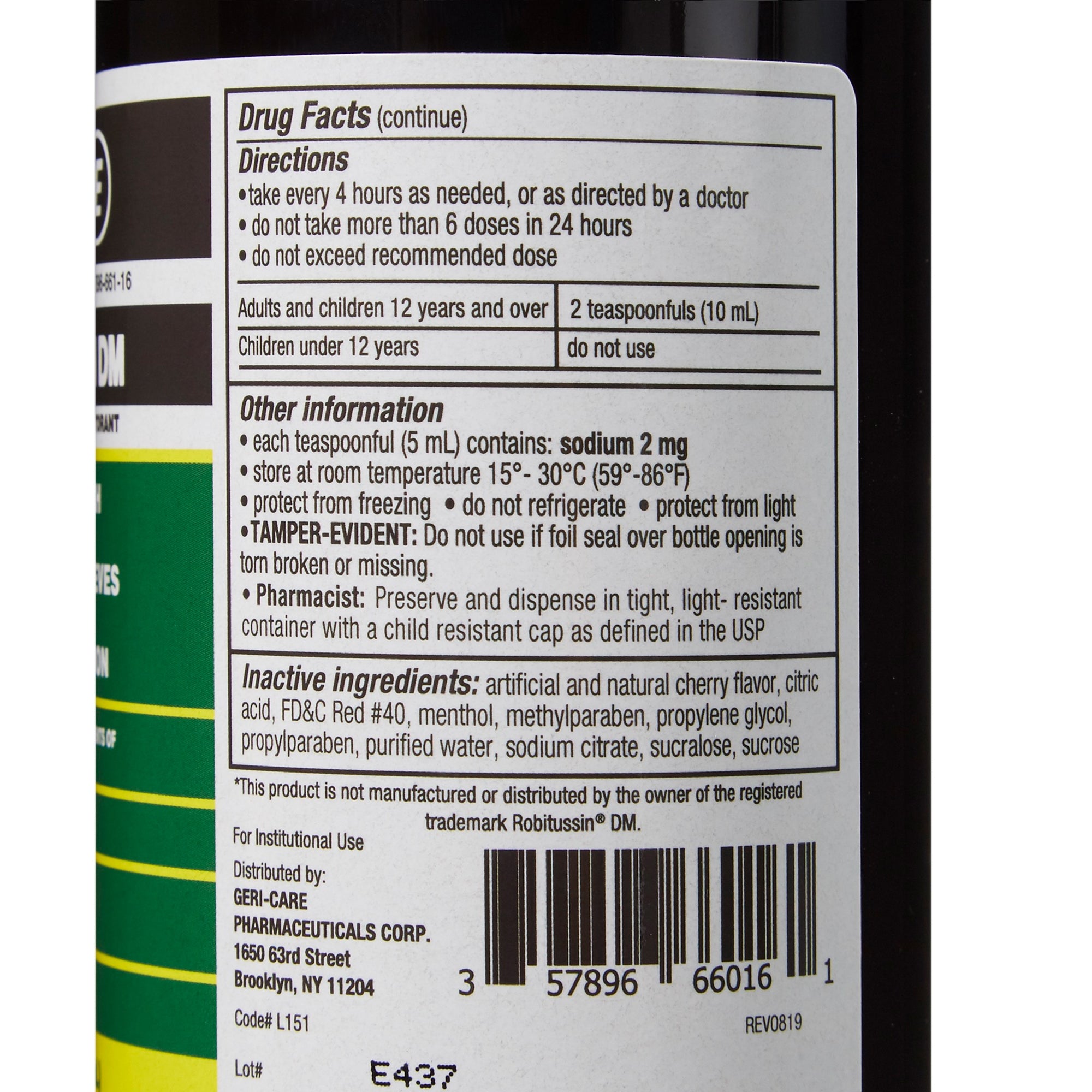 Cold and Cough Relief Geri-Care® 100 mg / 5 mL Strength Liquid 16 oz.