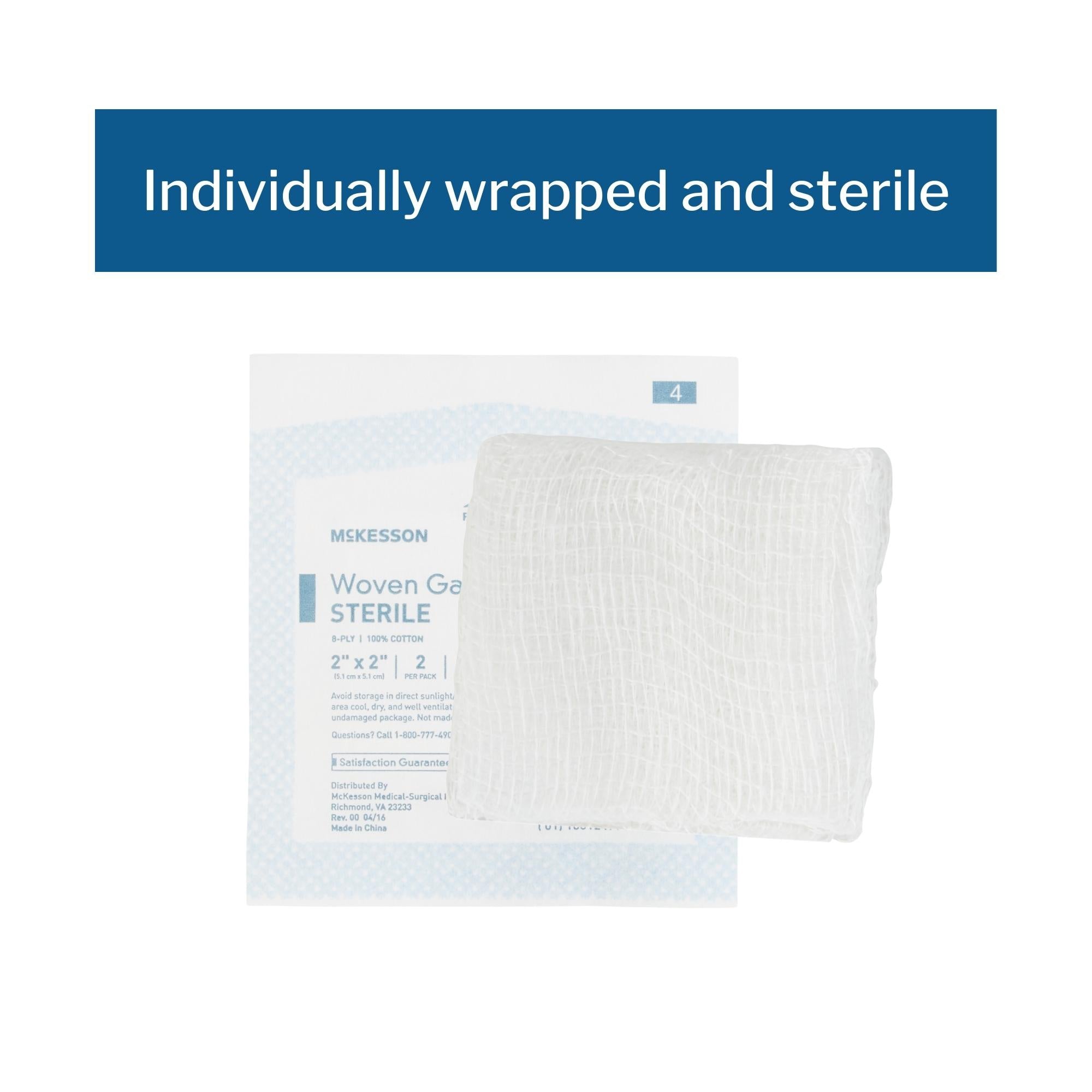 Gauze Sponge McKesson 2 X 2 Inch 8-Ply Sterile 2 per Pack, Packaging Type- Case