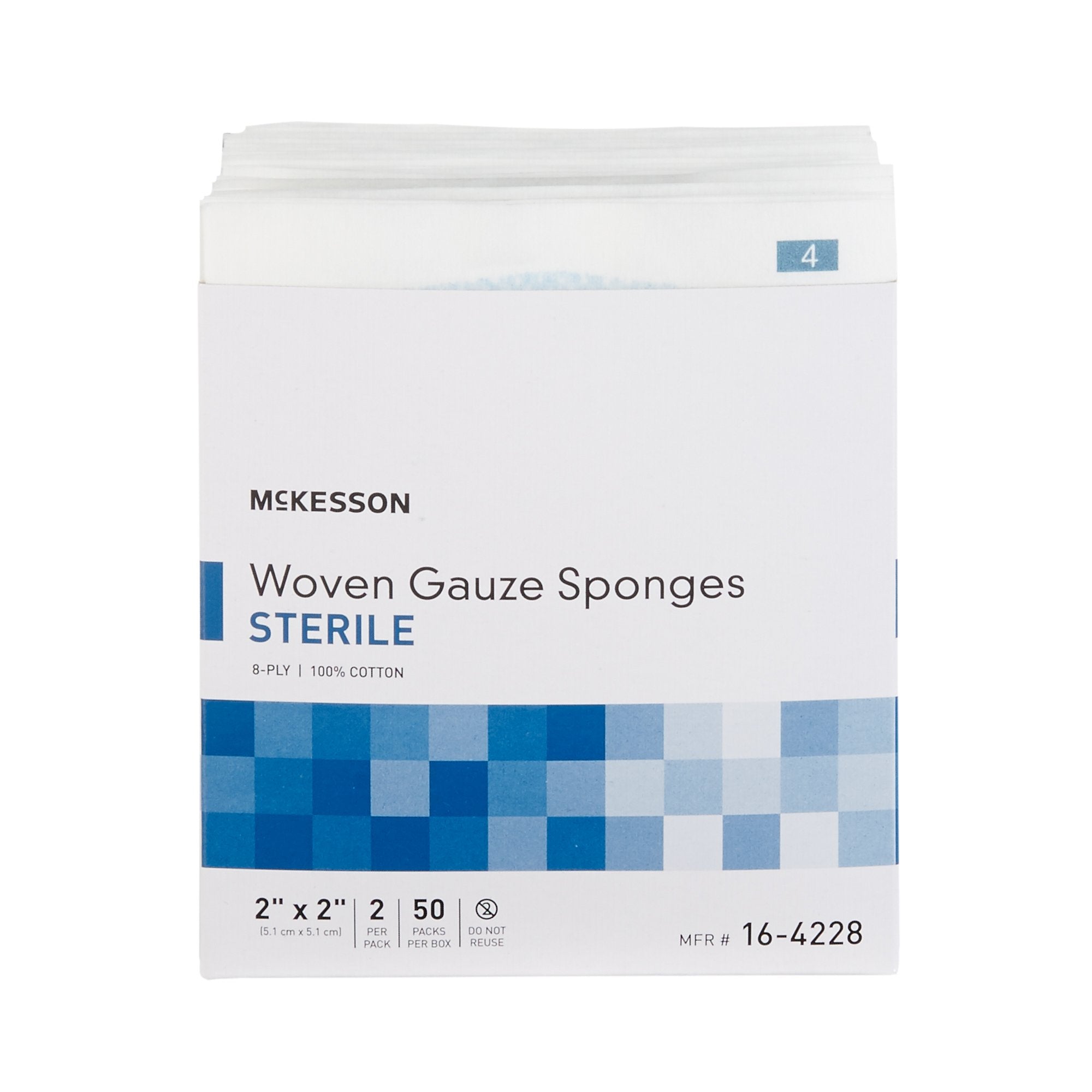 Gauze Sponge McKesson 2 X 2 Inch 8-Ply Sterile 2 per Pack, Packaging Type- Case