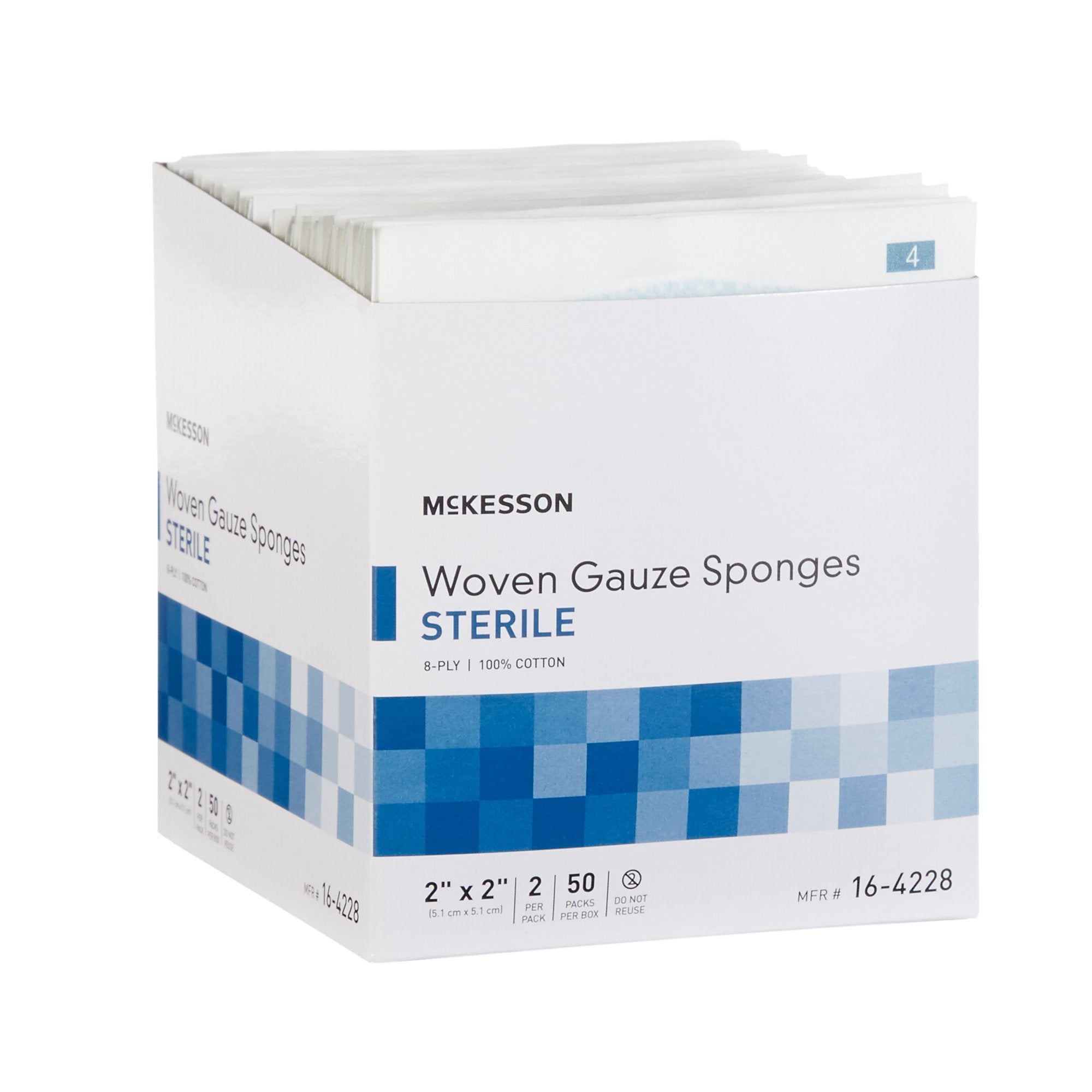 Gauze Sponge McKesson 2 X 2 Inch 8-Ply Sterile 2 per Pack, Packaging Type- Case
