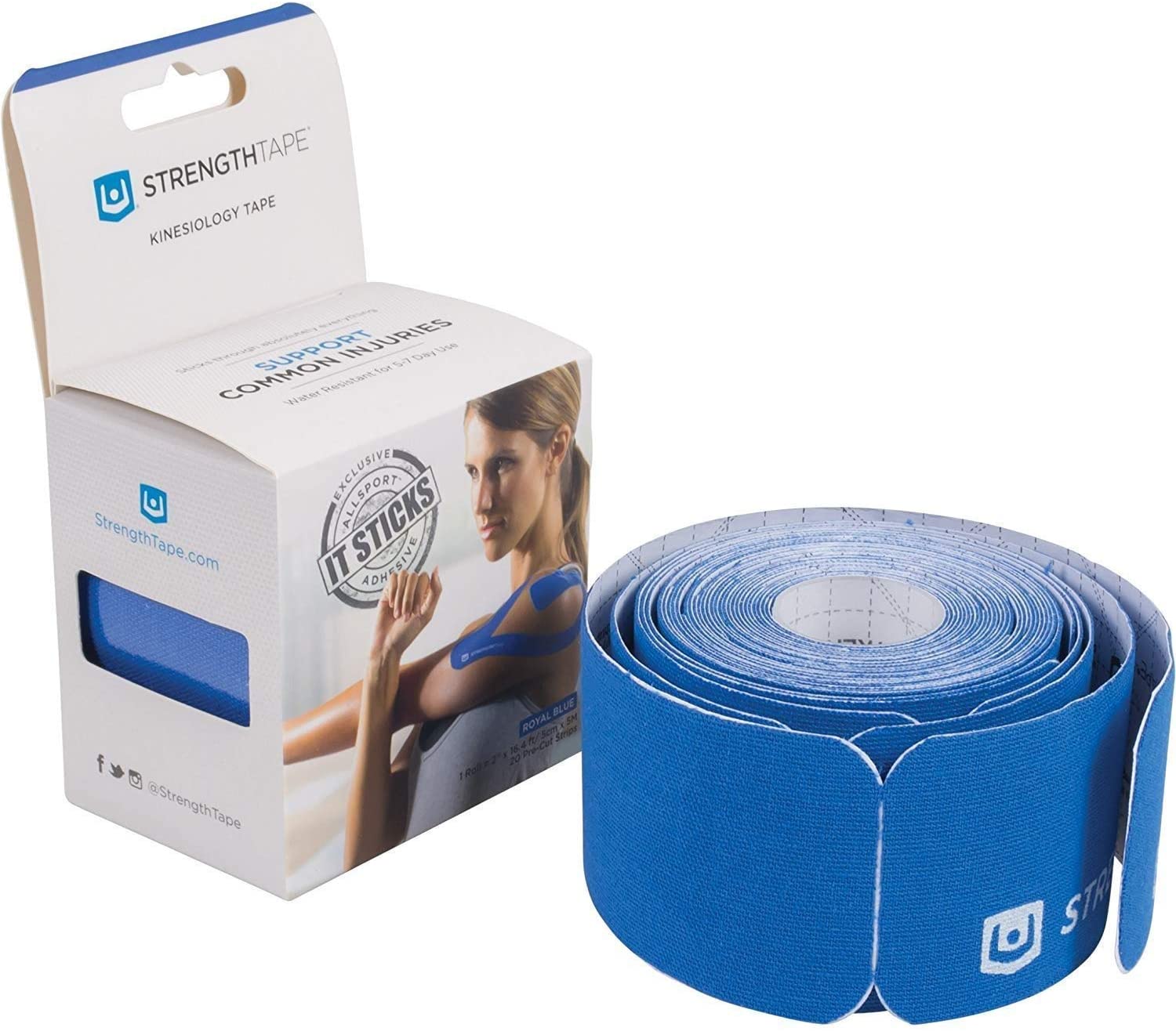 StrengthTape Kinesiology Tape, 5M, Royal Blue 5M Precut Roll