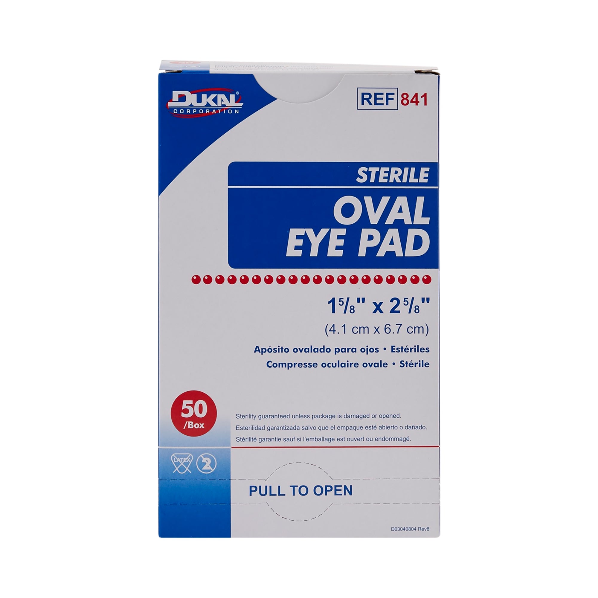 Eye Pad Dukal™ 1-5/8 X 2-5/8 Inch Sterile 1 per Pack,  Packaging Type- Case