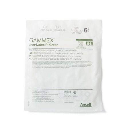 gammex non latex pi green polyisoprene surgical glove size 6 5 light green gammex non latex pi green surgical glove mk648142bx