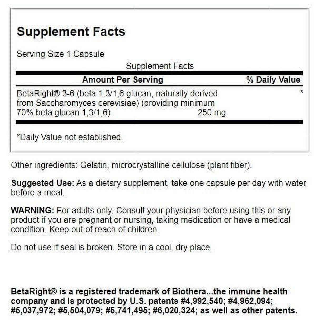 Swanson Betaright Beta Glucan 250 Mg 60 Caps 4 Pack