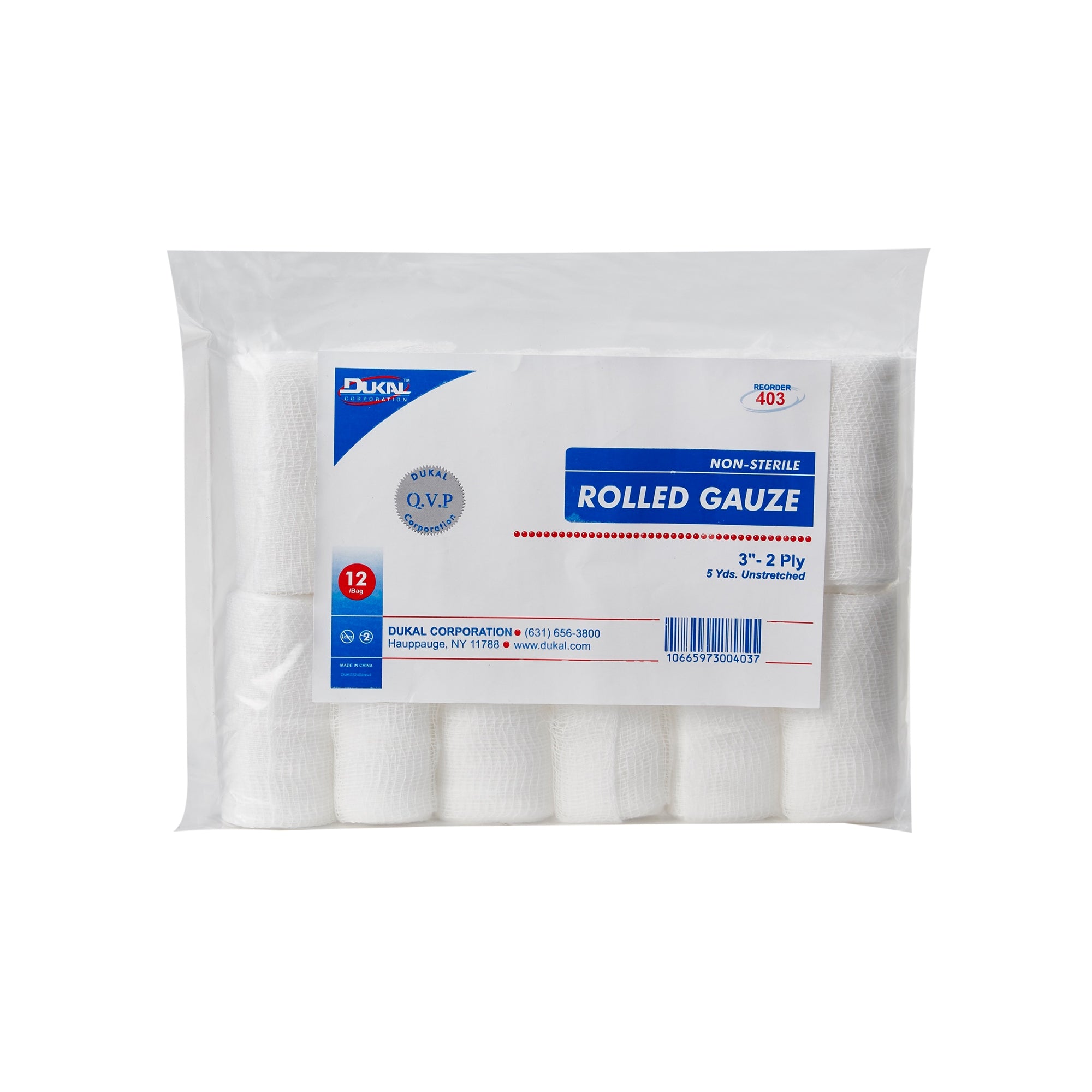 Conforming Bandage Dukal 3 Inch X 5 Yard 2-Ply NonSterile 12 per Pack, Packaging Type- Case