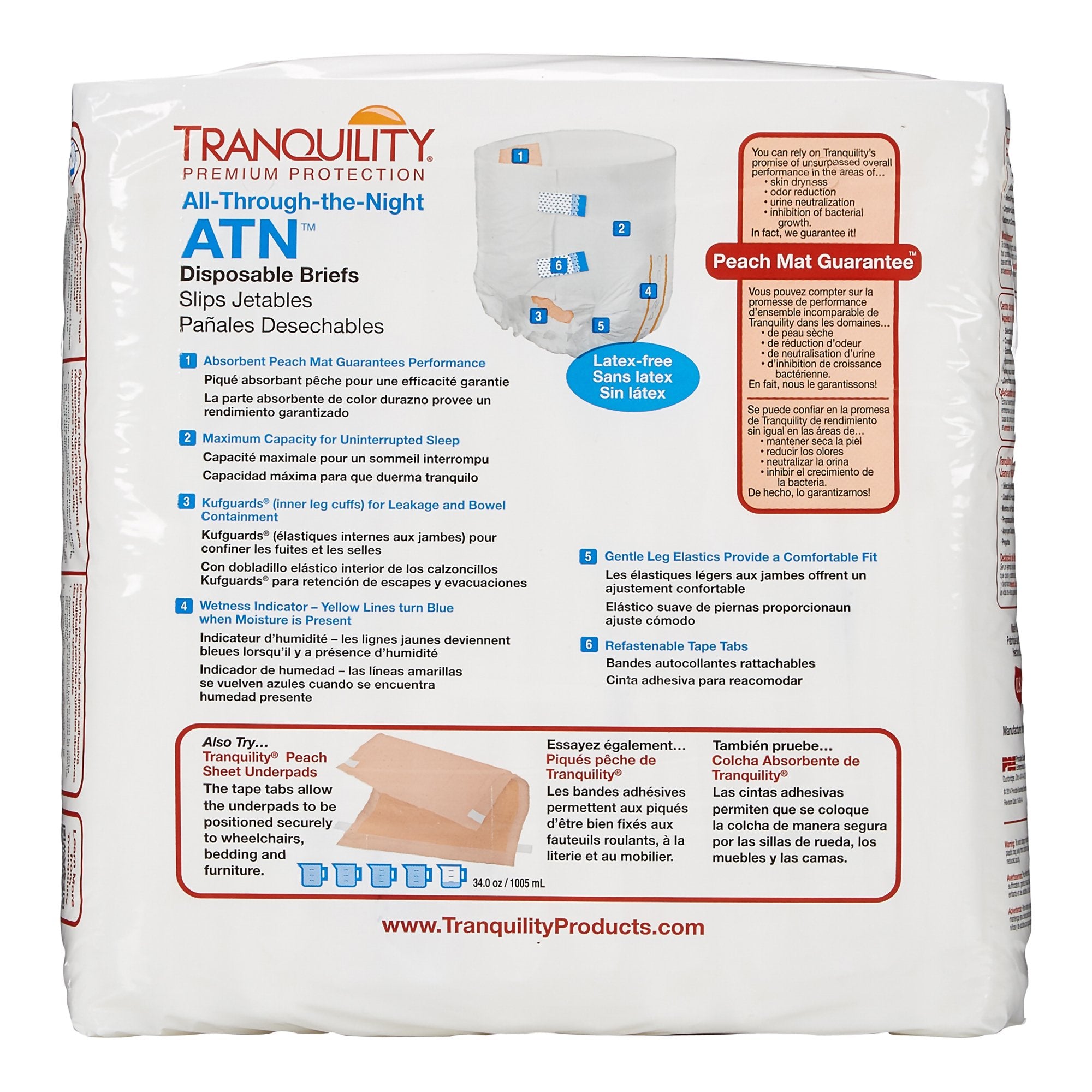 Unisex Adult Incontinence Brief Tranquility ATN Large Disposable Heavy Absorbency, Packaging Type- Case