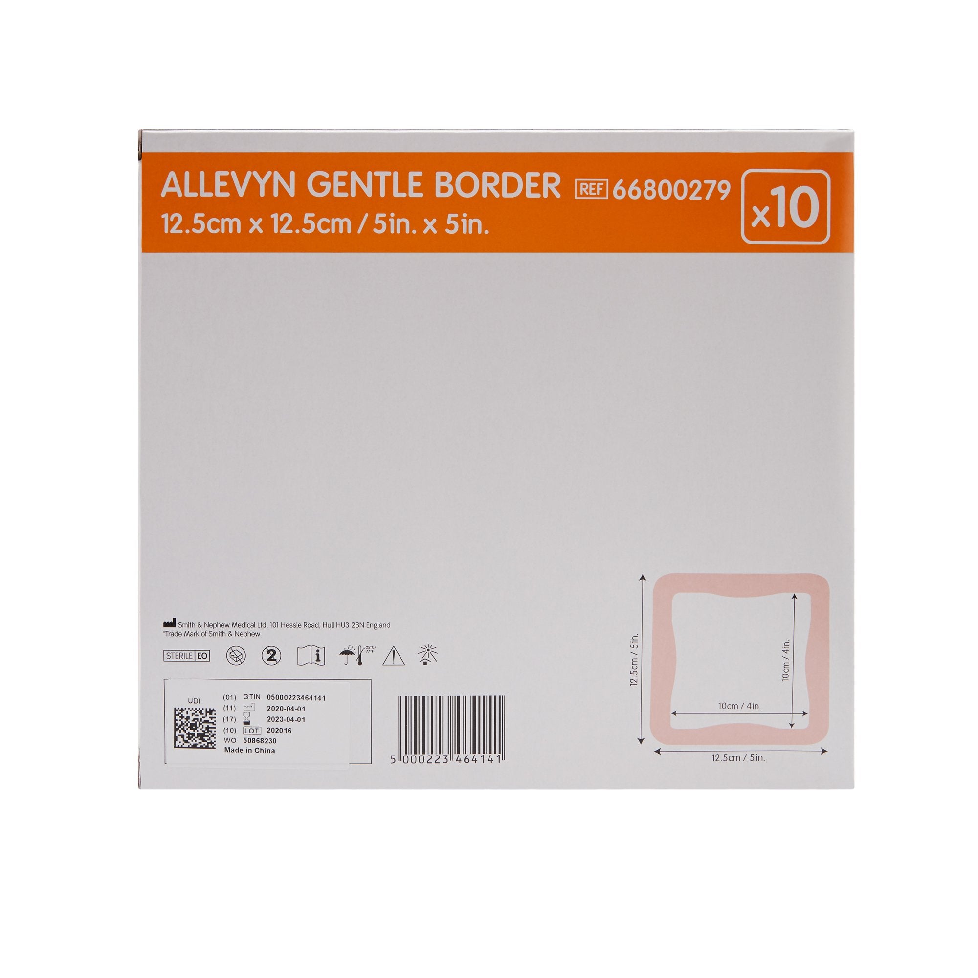 Foam Dressing Allevyn Gentle Border 5 X 5 Inch With Border Film Backing Silicone Gel Adhesive Square Sterile,Packaging Type- Box