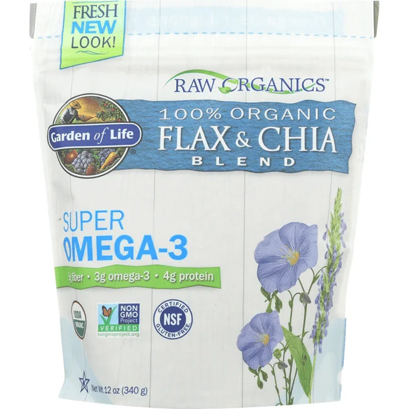 Raw Organics Flax & Chia Blend, 12 Oz