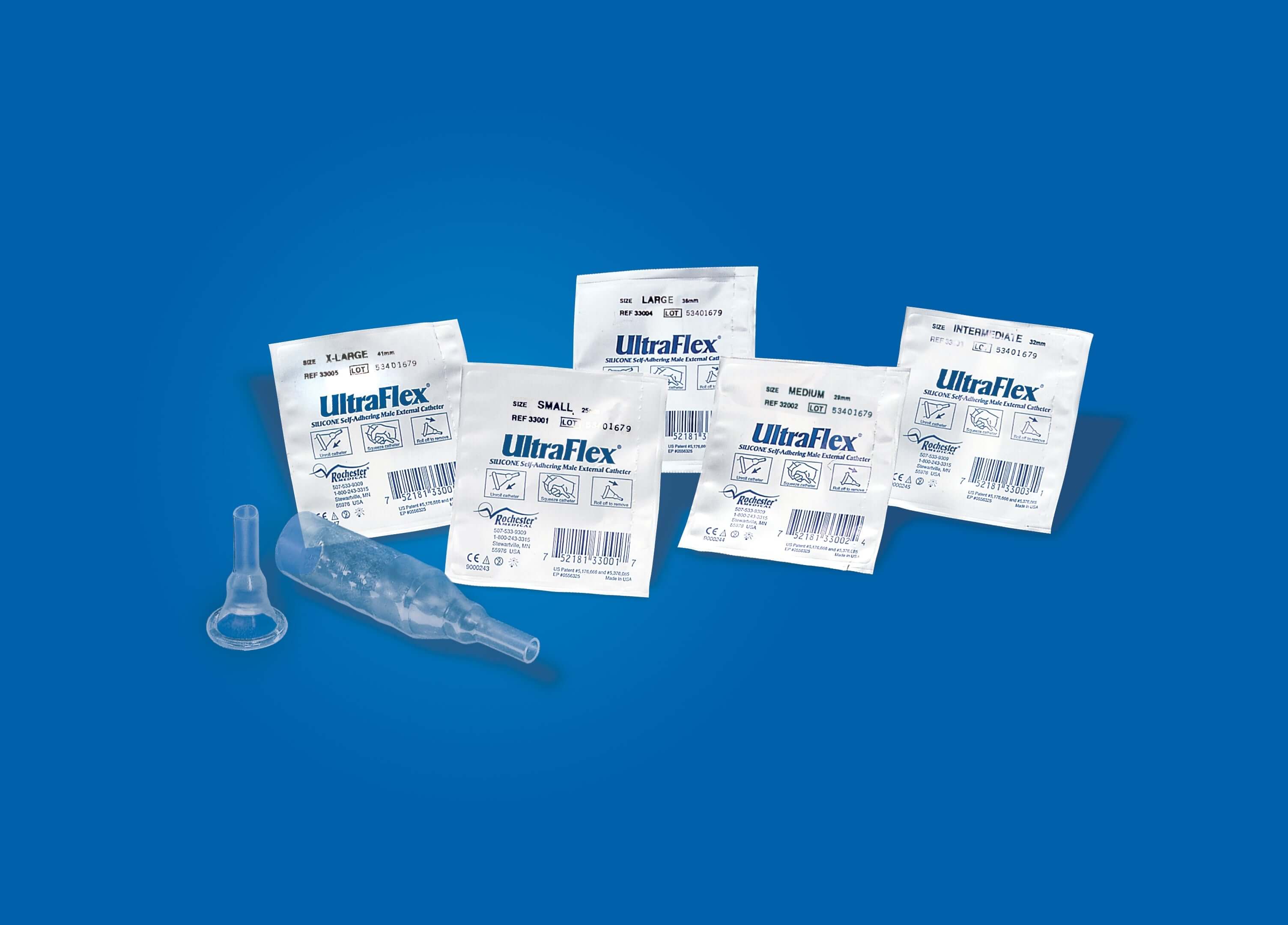 Male External Catheter UltraFlex Self-Adhesive Band Silicone Intermediate,  Packaging Type- Each