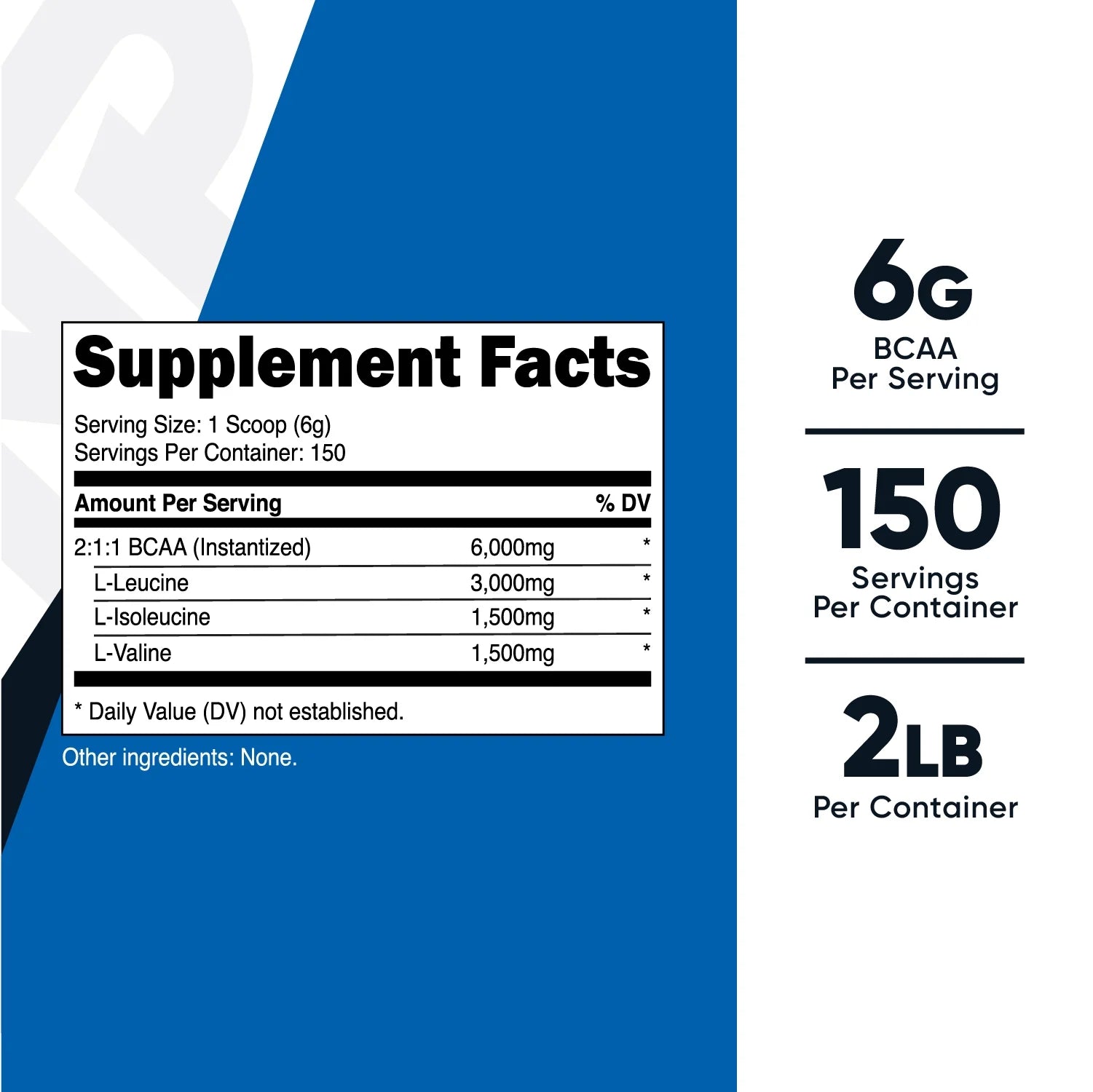 BCAA Powder 2:1:1 (Unflavored) 150 Servings- Amino Acid Supplement