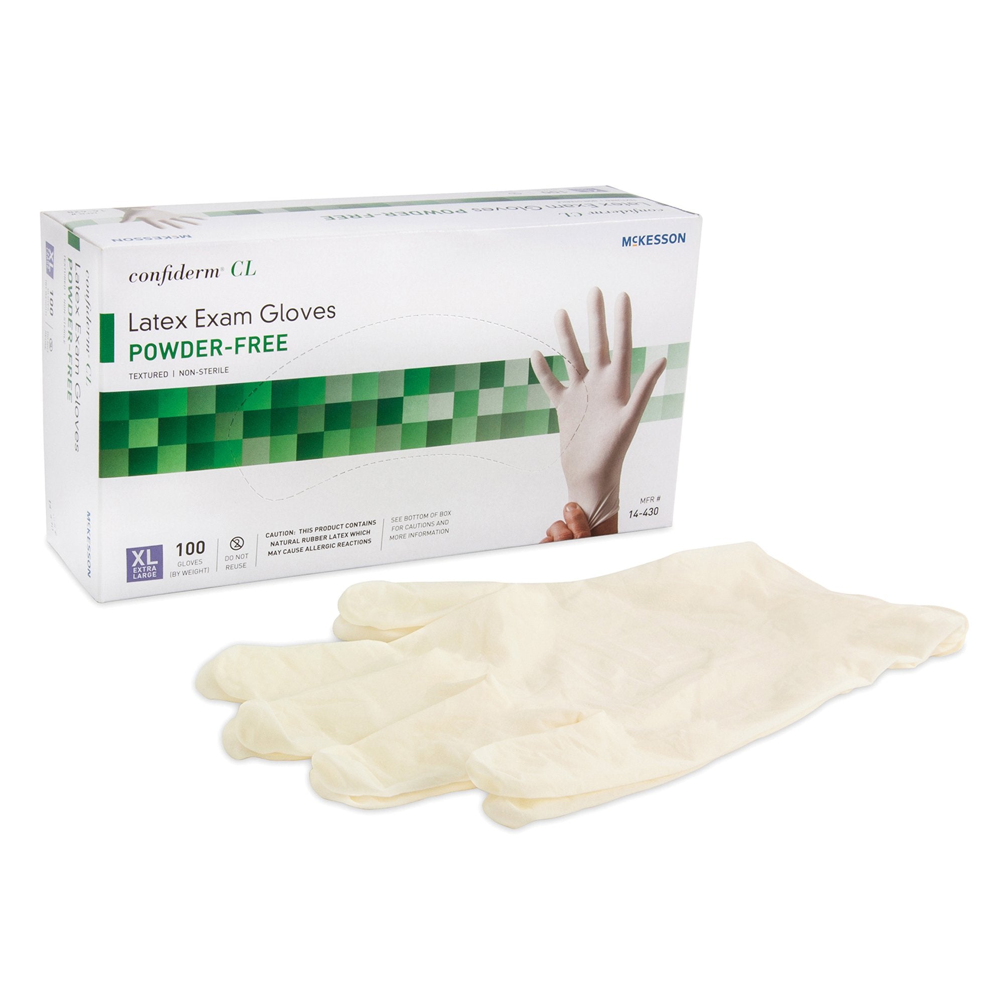 Exam Glove McKesson Confiderm X-Large NonSterile Latex Standard Cuff Length Textured Fingertips Ivory Not Rated