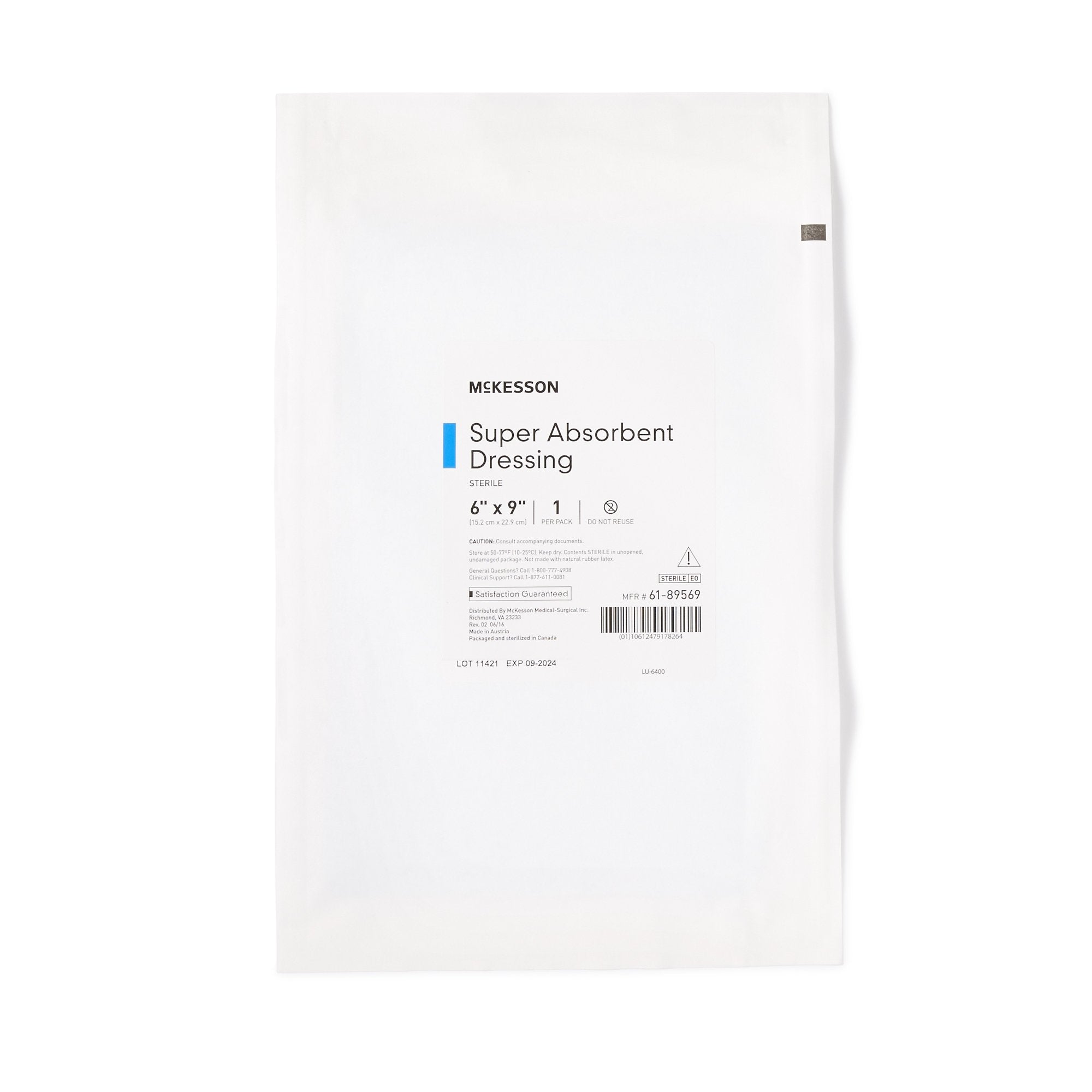 Super Absorbent Dressing McKesson 6 X 9 Inch Rectangle,Packaging Type- Box