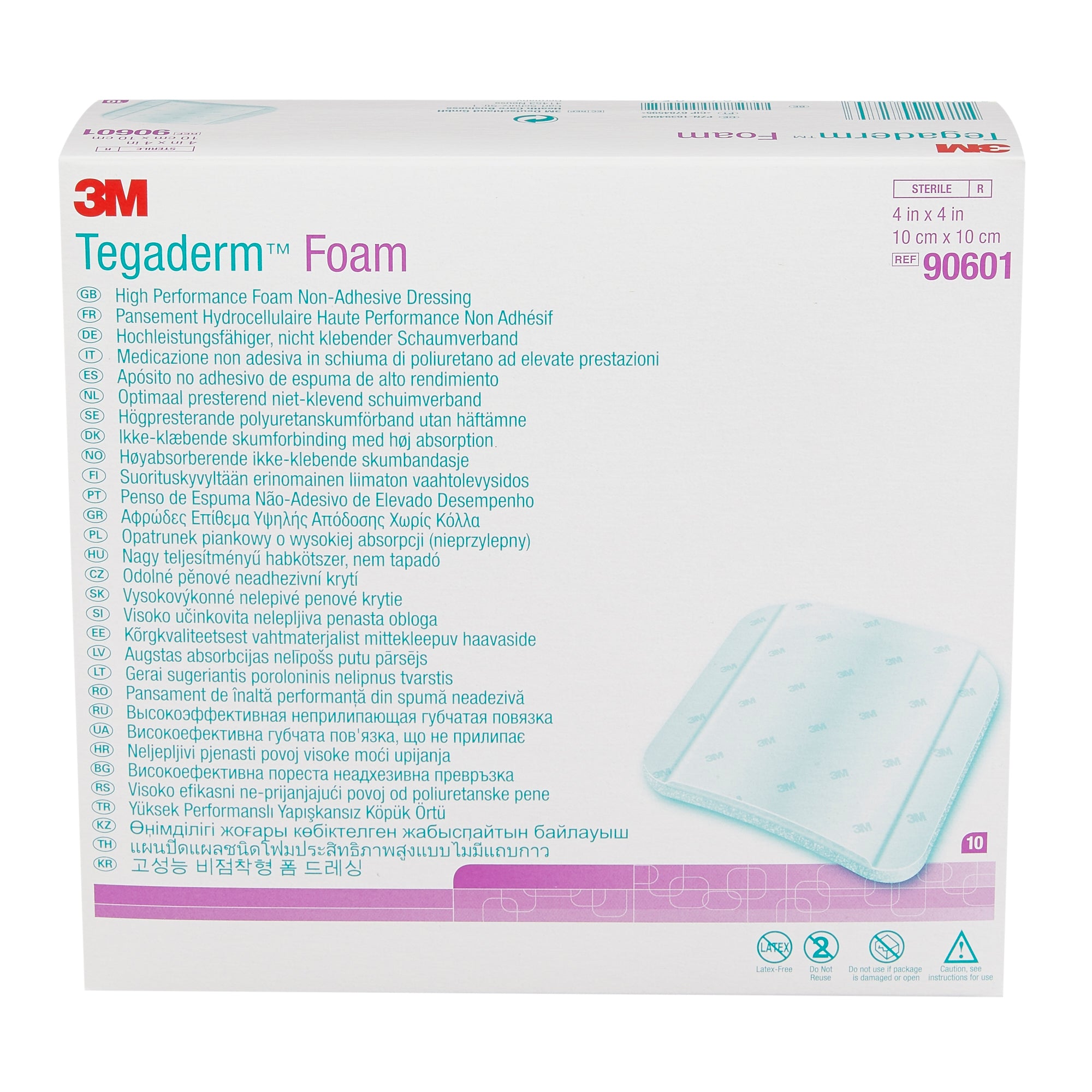 Foam Dressing 3M Tegaderm High Performance 4 X 4 Inch Without Border Film Backing Nonadhesive Square Sterile, Packaging Type- Case