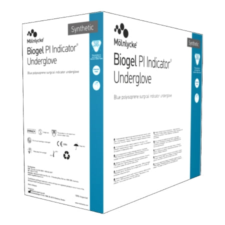 Surgical Underglove Biogel PI Indicator Underglove Size 9 Sterile Polyisoprene Standard Cuff Length Smooth Blue Chemo Tested,Packaging Type- Box