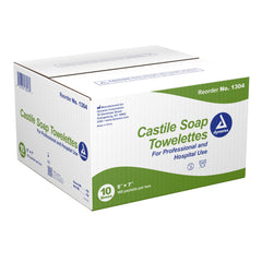 Dynarex Castile Soap Towelettes – Scented Individual Packets, PH-Balanced Coconut-Oil Soap 5 x 7 in, Non-Sterile Latex-Free (Box of 100)
