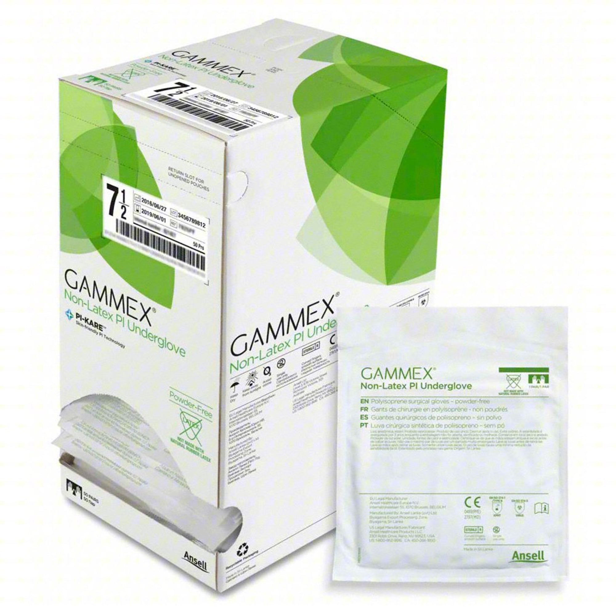 Surgical Underglove GAMMEX Non-Latex PI Underglove Size 7.5 Sterile Polyisoprene Standard Cuff Length Micro-Textured Green Chemo Tested, Packaging Type- Case