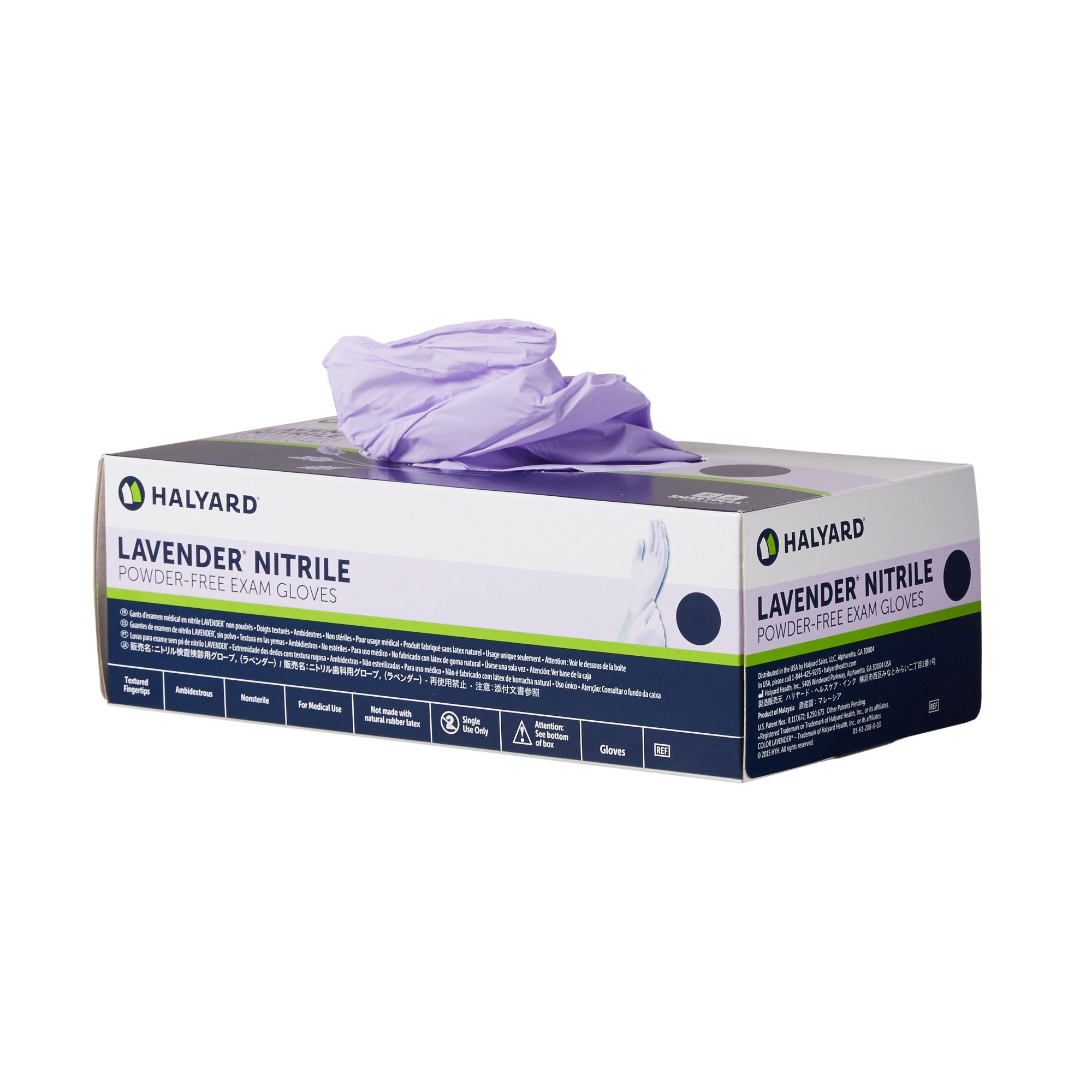 Exam Glove Halyard Lavender X-Large NonSterile Nitrile Standard Cuff Length Textured Fingertips Lavender Not Rated | 230/Box