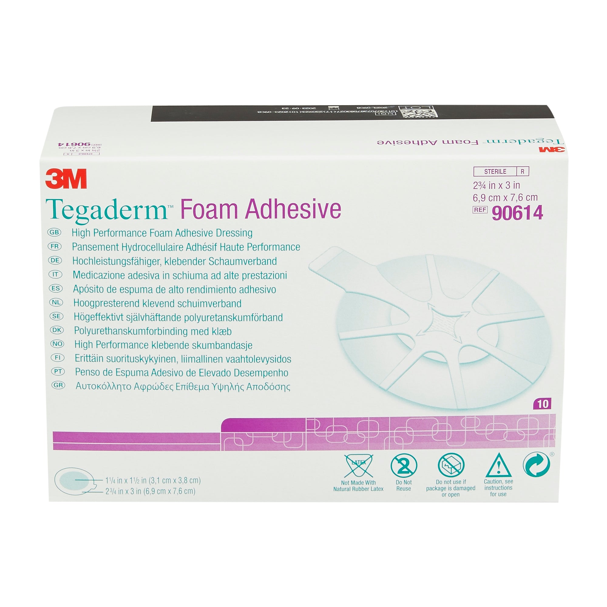 Foam Dressing 3M Tegaderm High Performance 2-3/4 X 2-3/4 Inch With Border Film Backing Acrylic Adhesive Oval Sterile, Packaging Type- Box