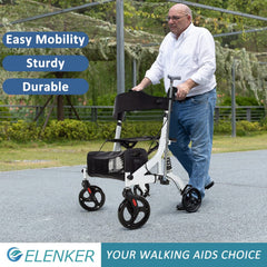 HFK-9211 Dual-Brake Shock-Absorbing Rollator Walker 10" Wheels
