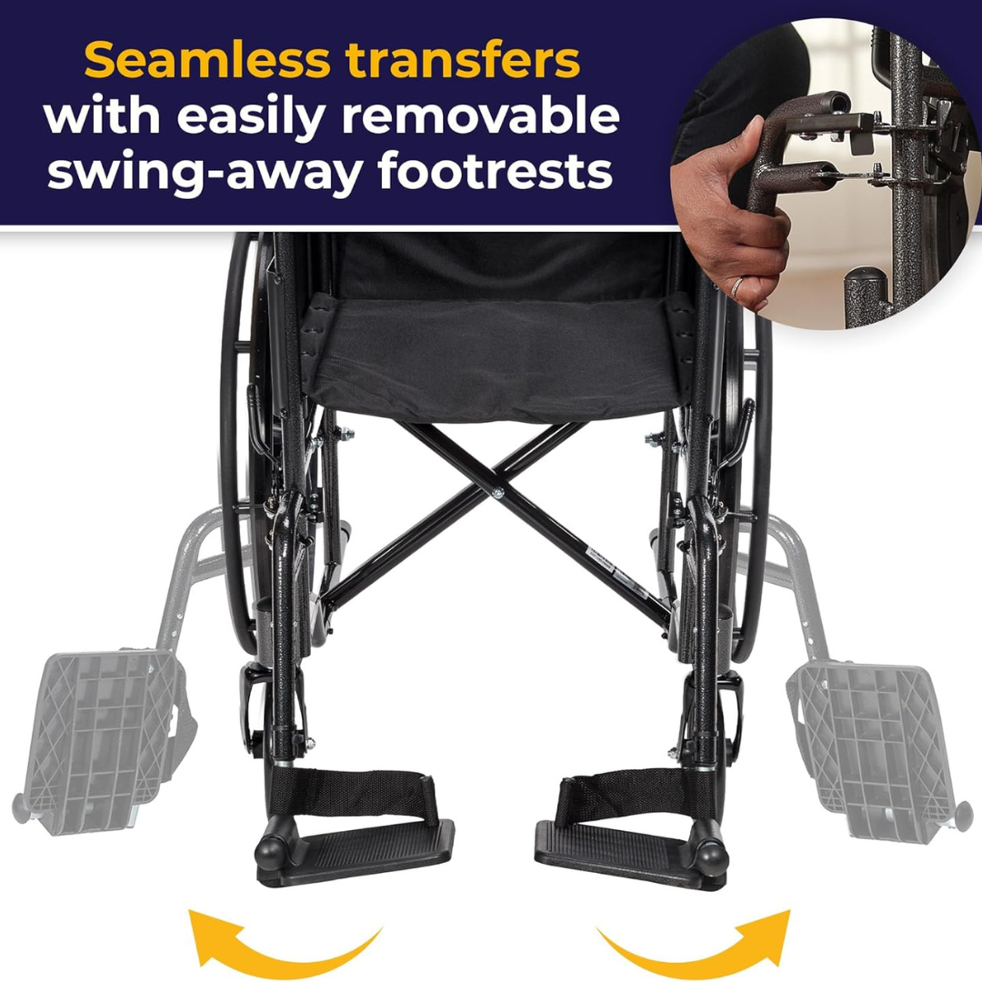 Wheelchair 18   W/fixed Full Arms & Swingaway Det Footrests - All Care Store 