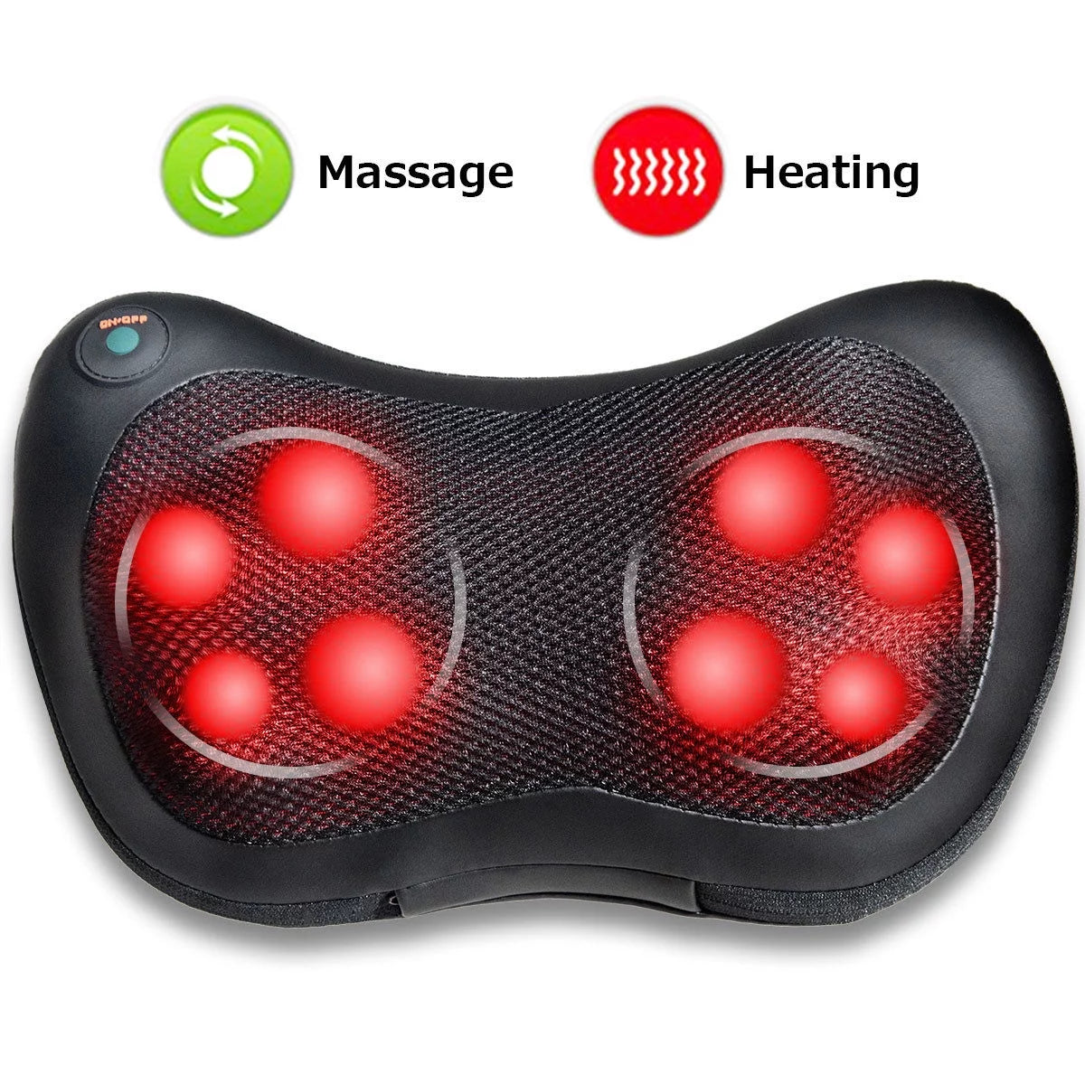 Shiatsu Shoulder Neck Back Massage Pillow with Heat Deep Kneading Massager Car Seat