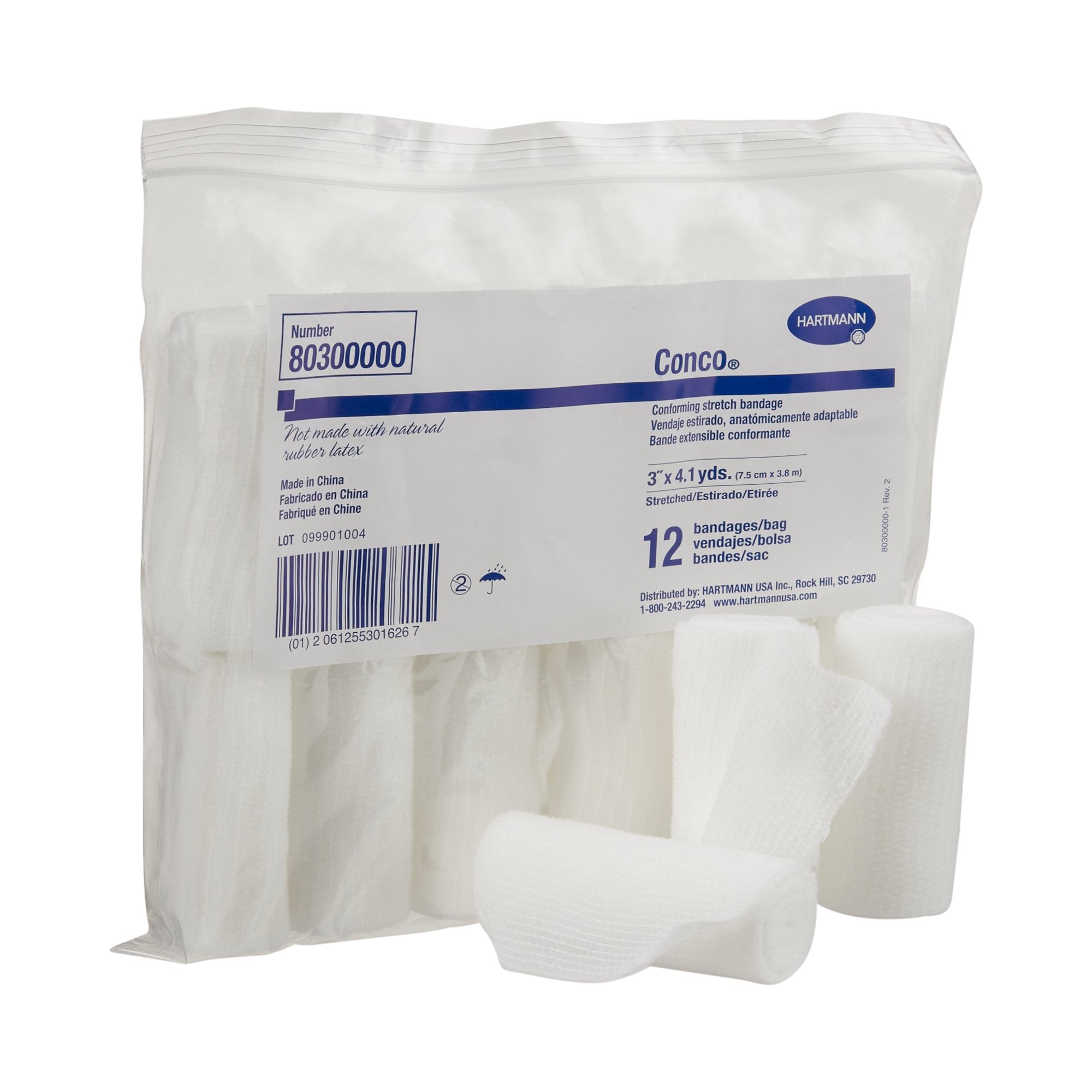 Conforming Bandage Conco 3 Inch X 4-1/10 Yard 12 per Pack NonSterile 1-Ply Roll Shape