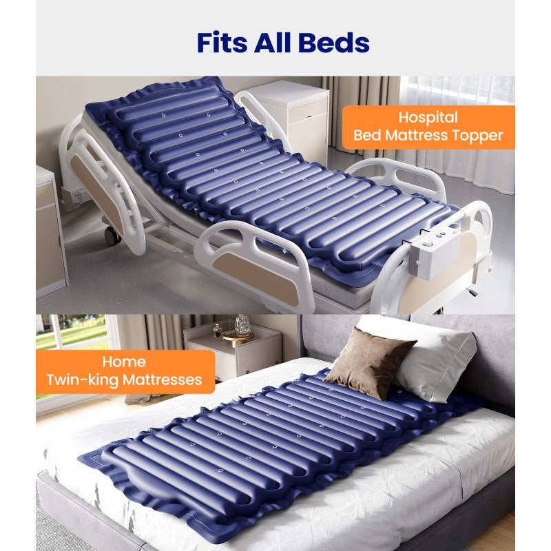VOCIC S12VA Strip Alternating Air Pressure Mattress With Pump- Anti Bedsore Air Bed for Elderly & Hospital Use, 75 x 32.5 inches size, Weight Capacity 297 lbs, PVC material