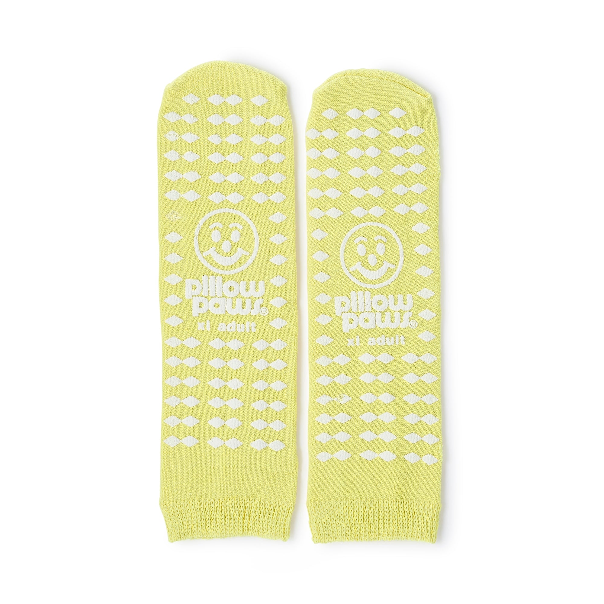 Slipper Socks Pillow Paws Risk Alert Terries Unisex Adult X-Large All Around Tread Single Patient Use Yellow, Packaging Type- Case