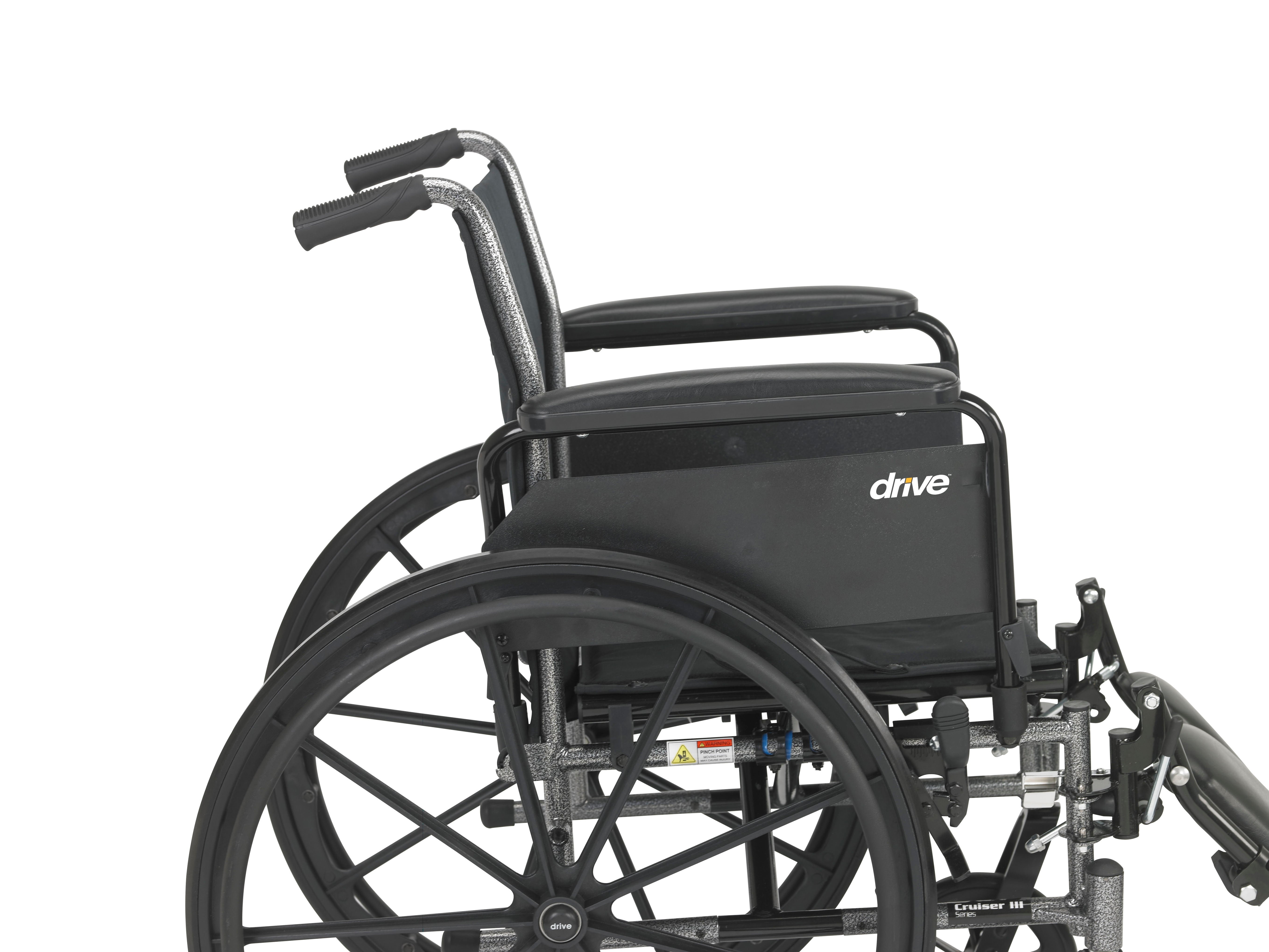 Lightweight Wheelchair drive Cruiser III Dual Axle Full Length Arm Elevating Legrest Black Upholstery 18 Inch Seat Width Adult 300 lbs. Weight Capacity, Packaging Type- Each