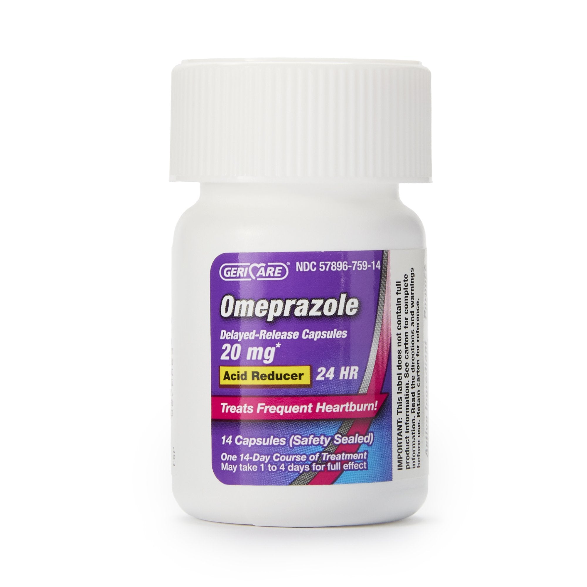 Geri-Care Omeprazole Delayed-Release Capsules – 20.6 mg Antacid, 42 per Box (Case of 24 Boxes), Latex-Free