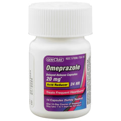 Geri-Care Omeprazole Delayed-Release Capsules – 20.6 mg Antacid, 42 per Box (Case of 24 Boxes), Latex-Free