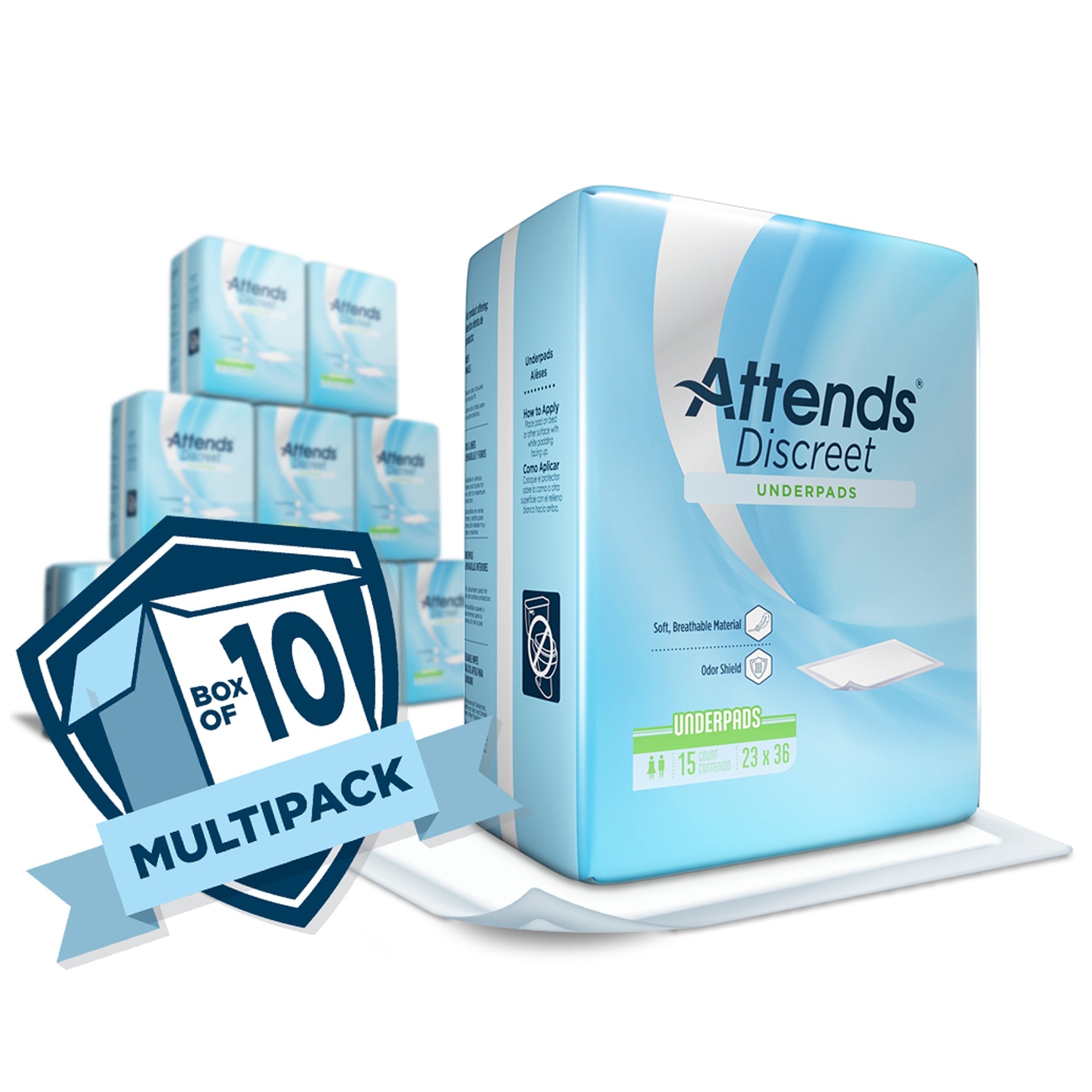 Disposable Underpad Attends Discreet 23 X 36 Inch Polymer Light Absorbency, Packaging Type- Case