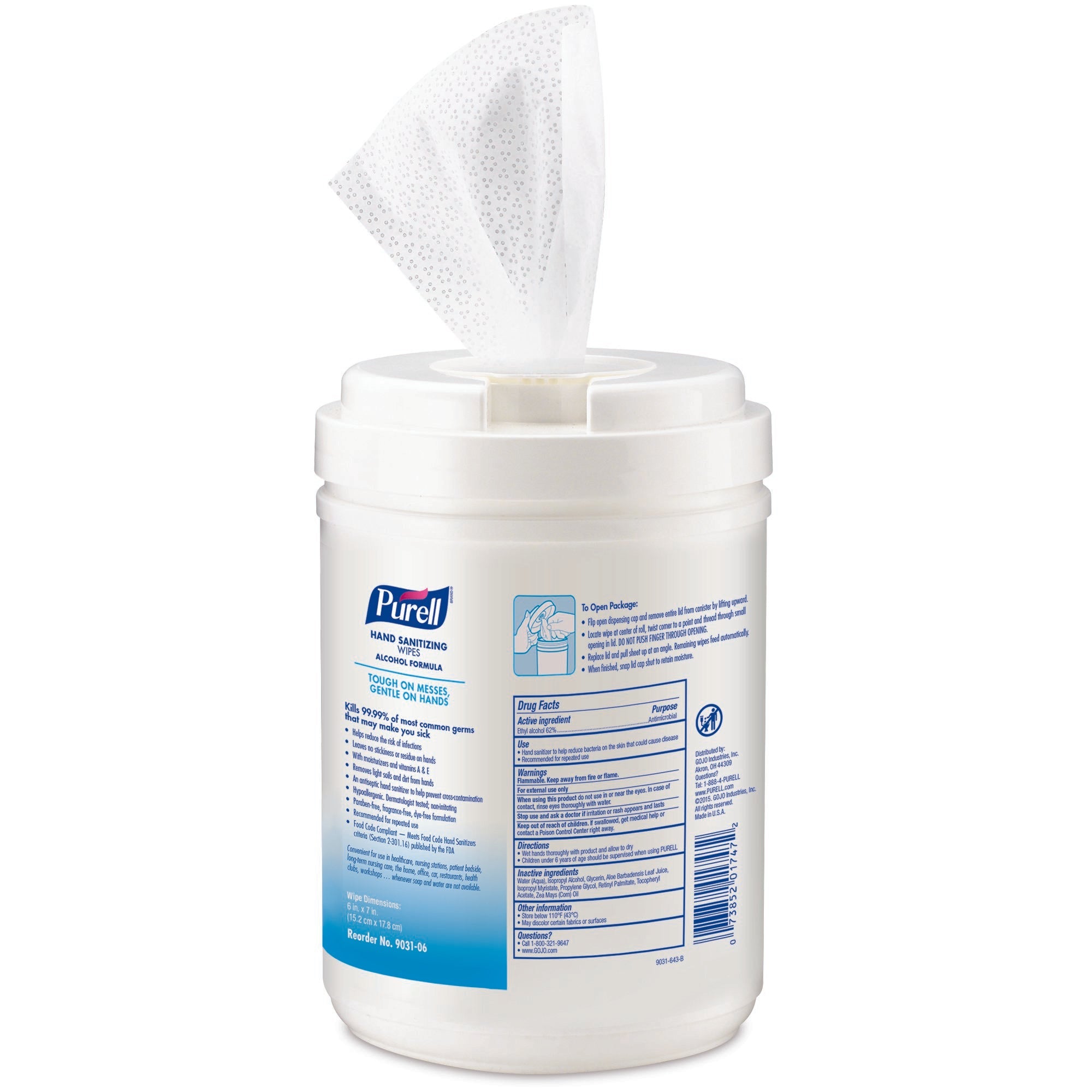 Hand Sanitizing Wipe Purell 175 Count Ethyl Alcohol Wipe Canister, Packaging Type- Case
