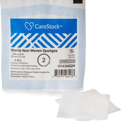 Gauze Sponge CareStock 2 X 2 Inch 4-Ply Sterile 2 per Pack, Packaging Type- Case