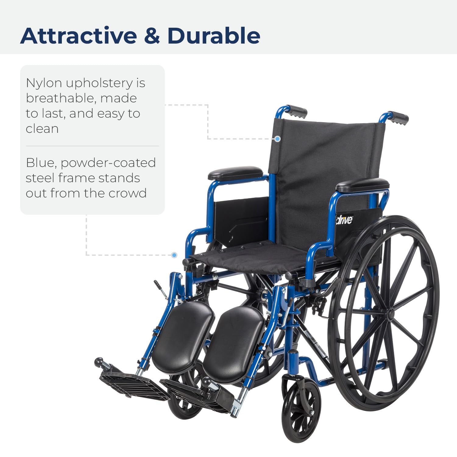 Drive Medical Blue Streak 20  Single Axle Wc W/flip-back Desk Arms & Elr