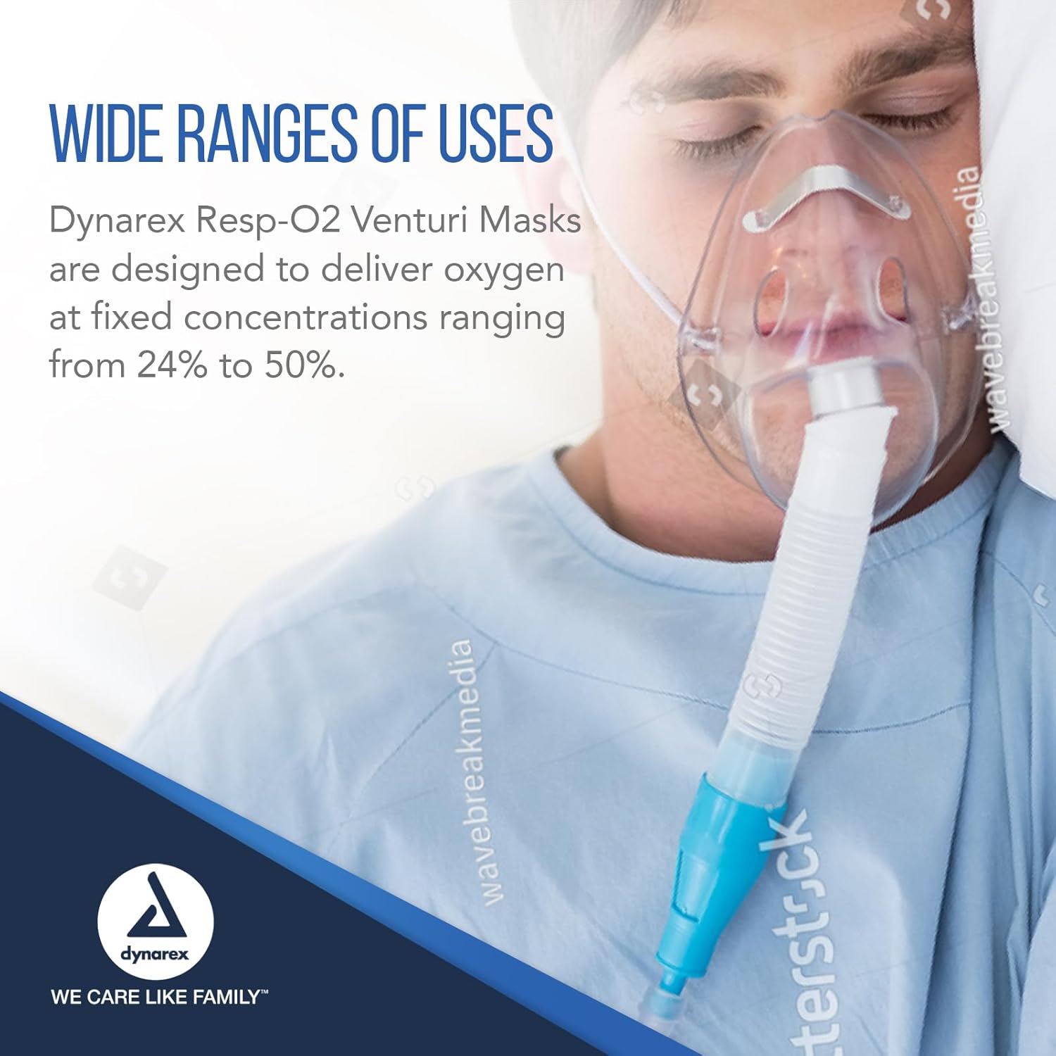 Dynarex Venturi Masks with Dilutors & Dial - Enhance Oxygen Therapy with Adjustable Flow for Optimal Breathing Comfort and Accurate Delivery.