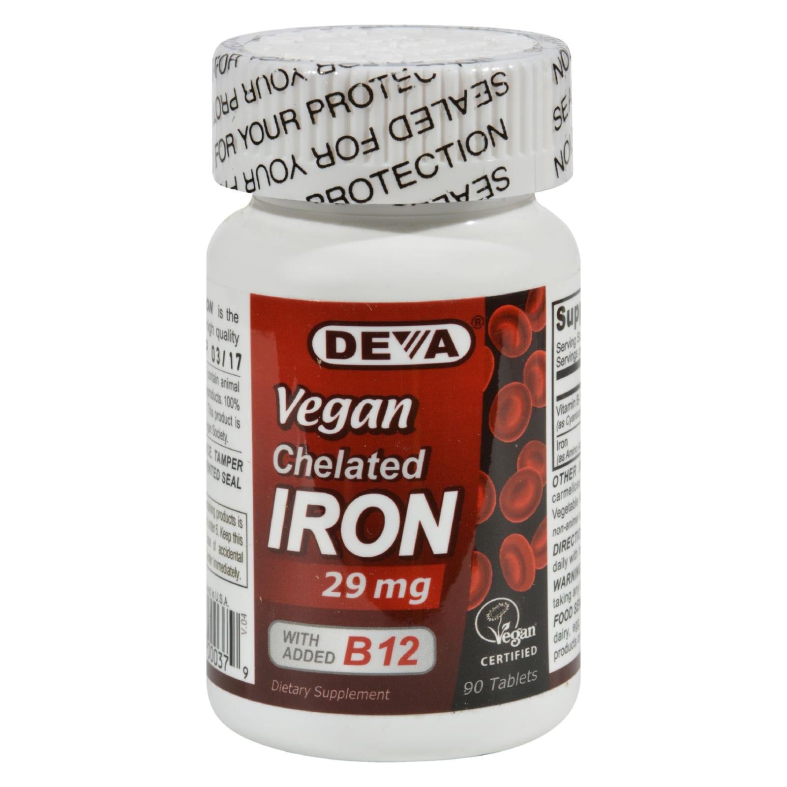 Deva Vegan Vitamins - Chelated Iron - 29 Mg - 90 Tablets