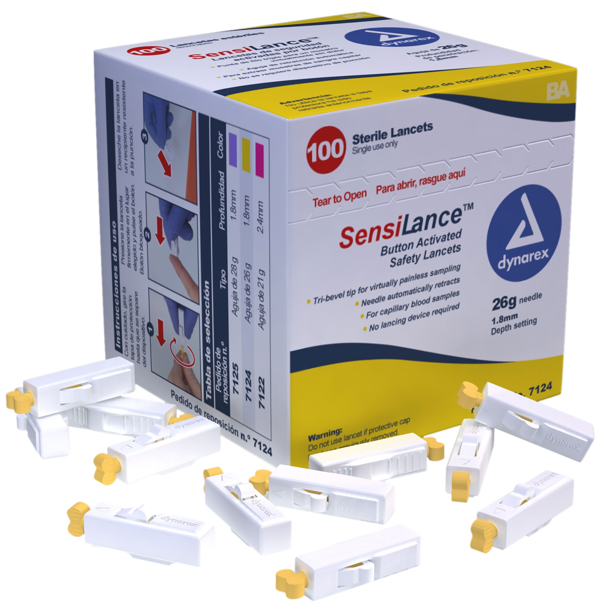 dynarex safety lancets button and pressure