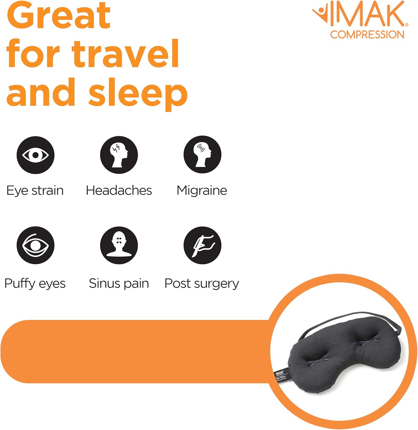 Imak Eye Pillow Mask Black/ Universal