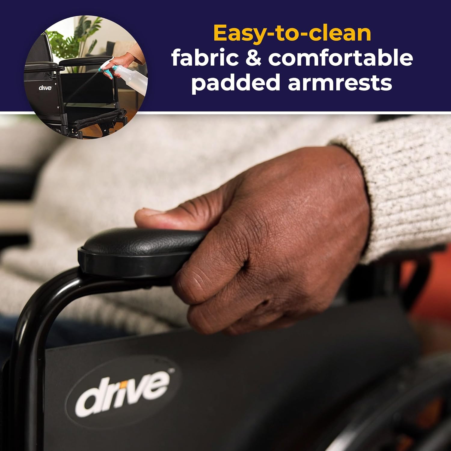 Lightweight Wheelchair drive Cruiser III Dual Axle Full Length Arm Elevating Legrest Black Upholstery 18 Inch Seat Width Adult 300 lbs. Weight Capacity, Packaging Type- Each