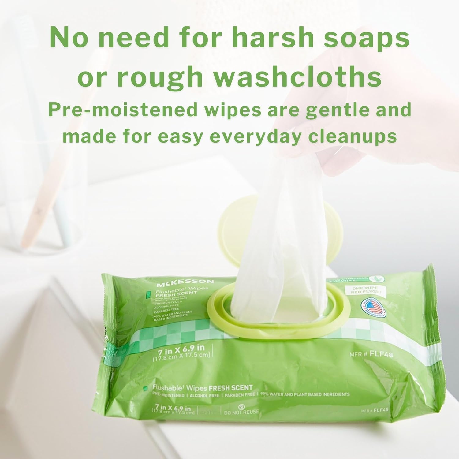 Flushable Personal Wipe McKesson Soft Pack Unscented 96 Count, Packaging Type- Case