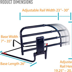 Able Life Click-N-Go Extendable Bed Rail for Wood Adjustable Bed Frames – Removable Handle for Seniors & Elderly. Fits King, Queen, Full & Twin Beds, ASTM Approved.
