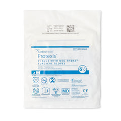 surgical glove esteem blue with neu thera size 6 5 sterile polyisoprene standard cuff length smooth blue not chemo approved packaging type case