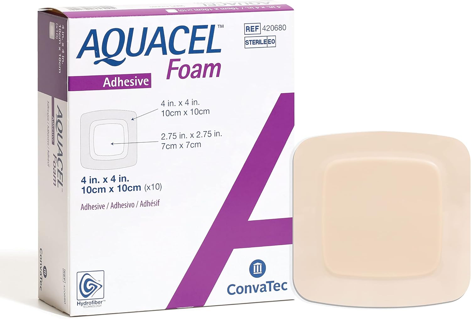 Foam Dressing Aquacel 4 X 4 Inch With Border Waterproof Film Backing Silicone Adhesive Square Sterile, Packaging Type- Case