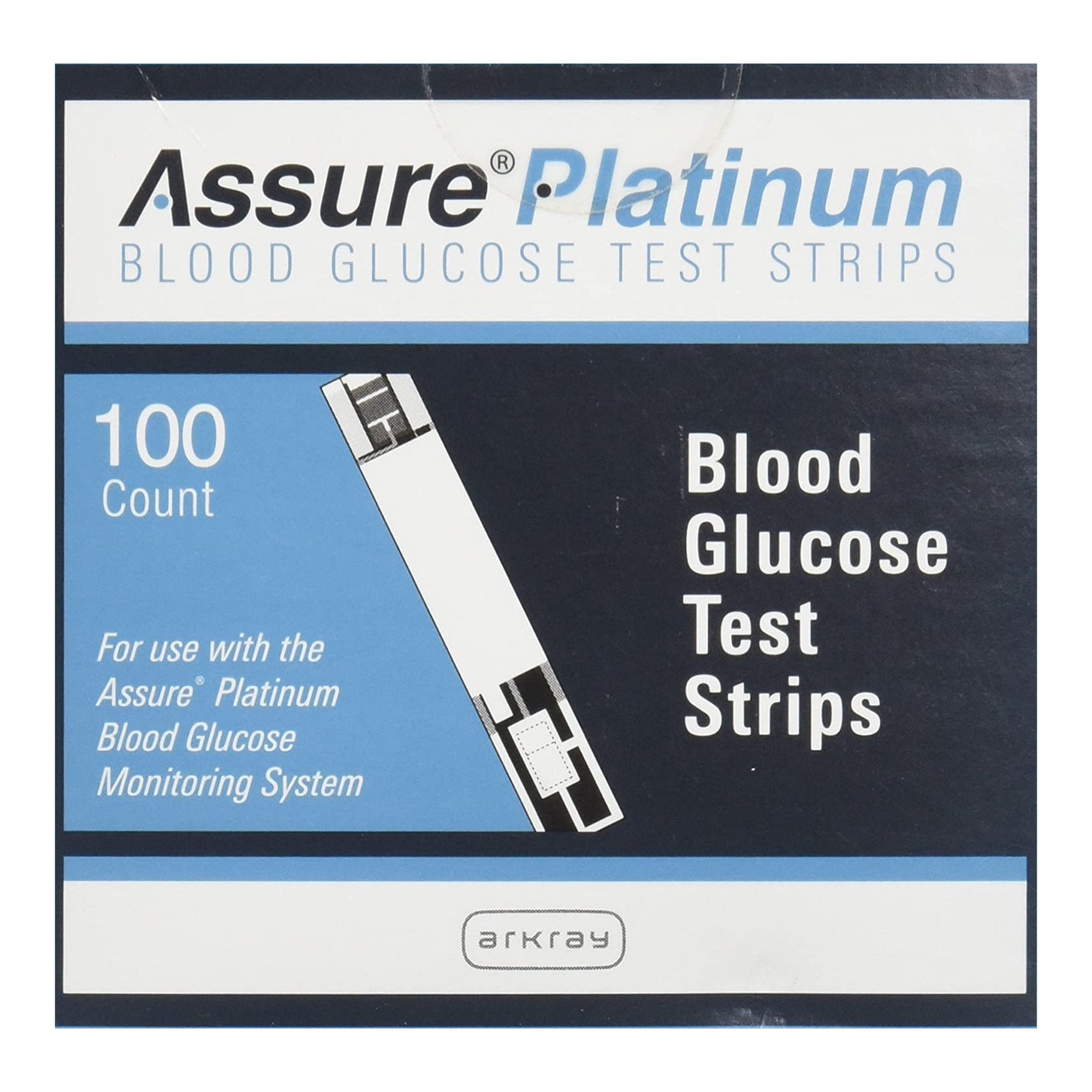 Blood Glucose Test Strips Assure Platinum 100 Strips per Pack, Packaging Type- Box